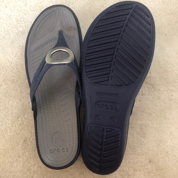 grey croc flip flops